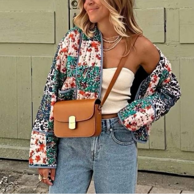 Quilted Boho Kimono Blue Pink
